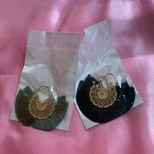 💚Green fringe earrings 💚